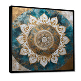 Teal And Gold Mandala II - Geometric Canvas Wall Art