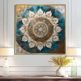 Teal And Gold Mandala II - Geometric Canvas Wall Art