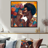 Beautiful Black Couple In Love II - People Canvas Wall Art