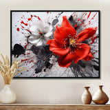 Red Grey Botanical Symphony I - Abstract Canvas Wall Art