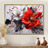 Red Grey Botanical Symphony I - Abstract Canvas Wall Art