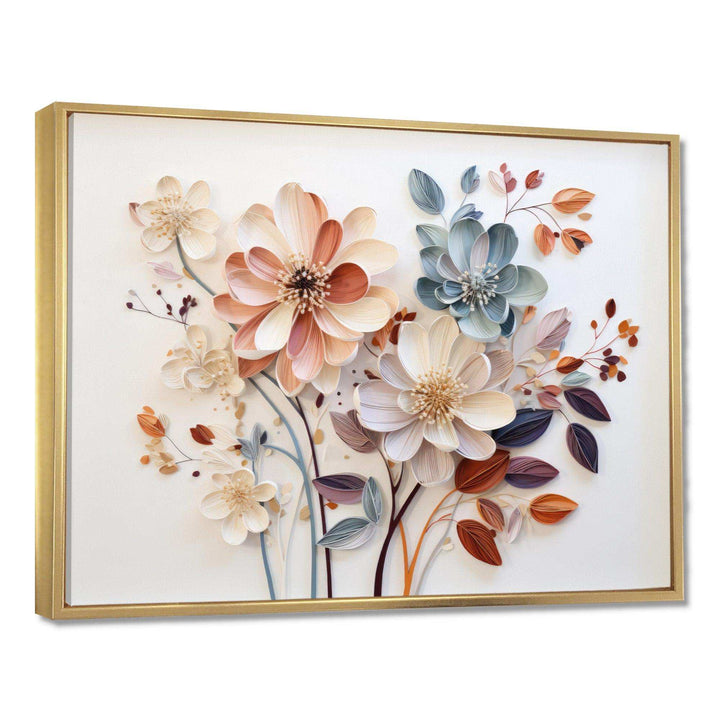 White Botanical Collage - Abstract Canvas Wall Art