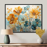 Teal Orange Botanical Fragments I - Abstract Canvas Wall Art