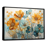 Teal Orange Botanical Fragments I - Abstract Canvas Wall Art