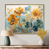 Teal Orange Botanical Fragments I - Abstract Canvas Wall Art