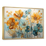 Teal Orange Botanical Fragments I - Abstract Canvas Wall Art