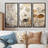 Beige Botanical Impressions III - Split Panel Canvas Art