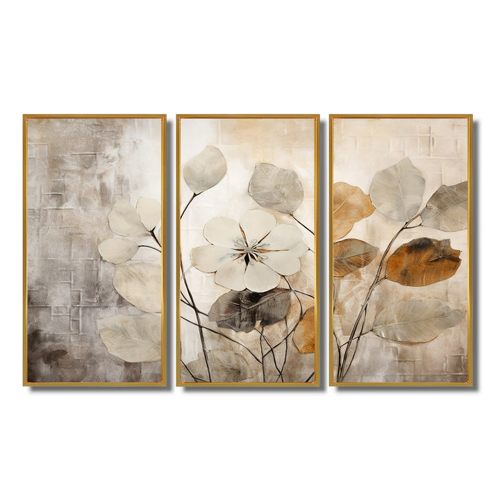 Beige Botanical Impressions III - Split Panel Canvas Art