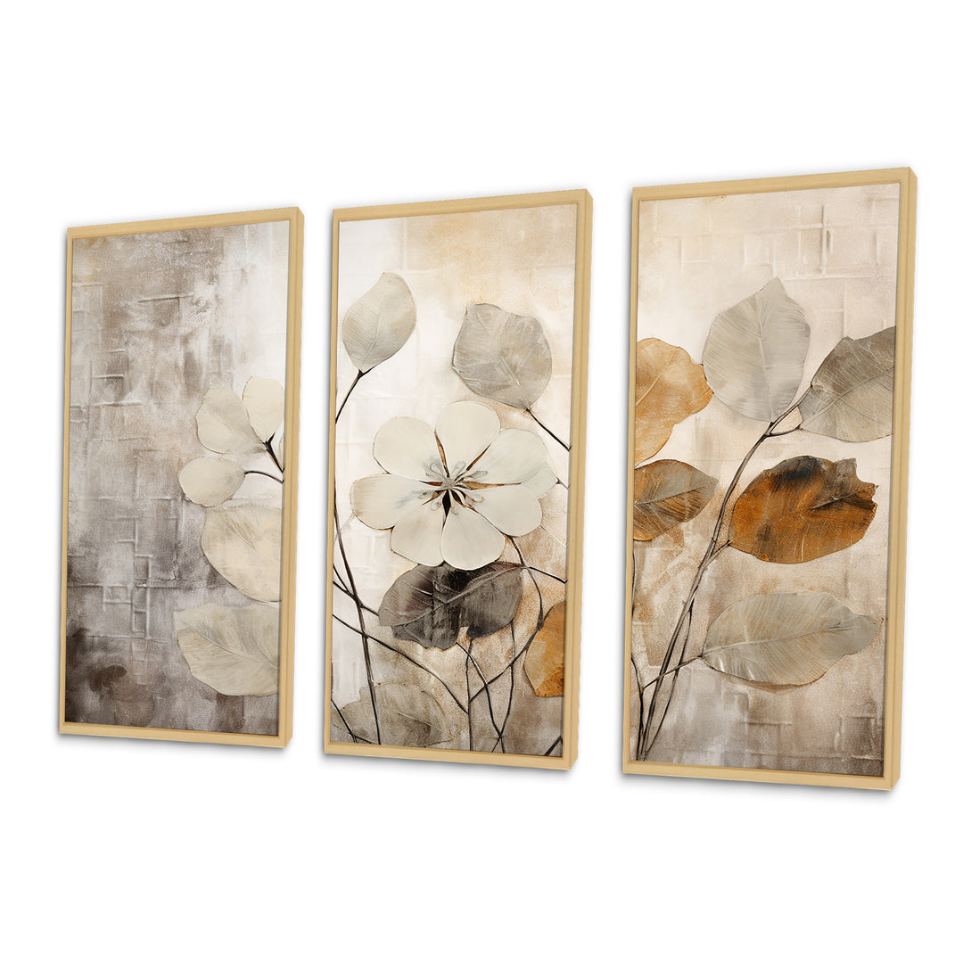 Beige Botanical Impressions III - Split Panel Canvas Art