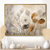 Beige Botanical Impressions III - Abstract Canvas Wall Art