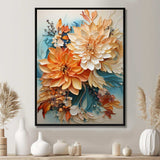 Orange Teal Botanical Whirlwind I - Abstract Canvas Wall Art