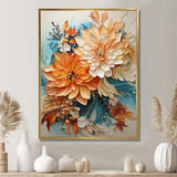 Orange Teal Botanical Whirlwind I - Abstract Canvas Wall Art