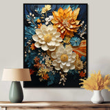 Orange Teal Botanical Whirlwind II - Abstract Canvas Wall Art