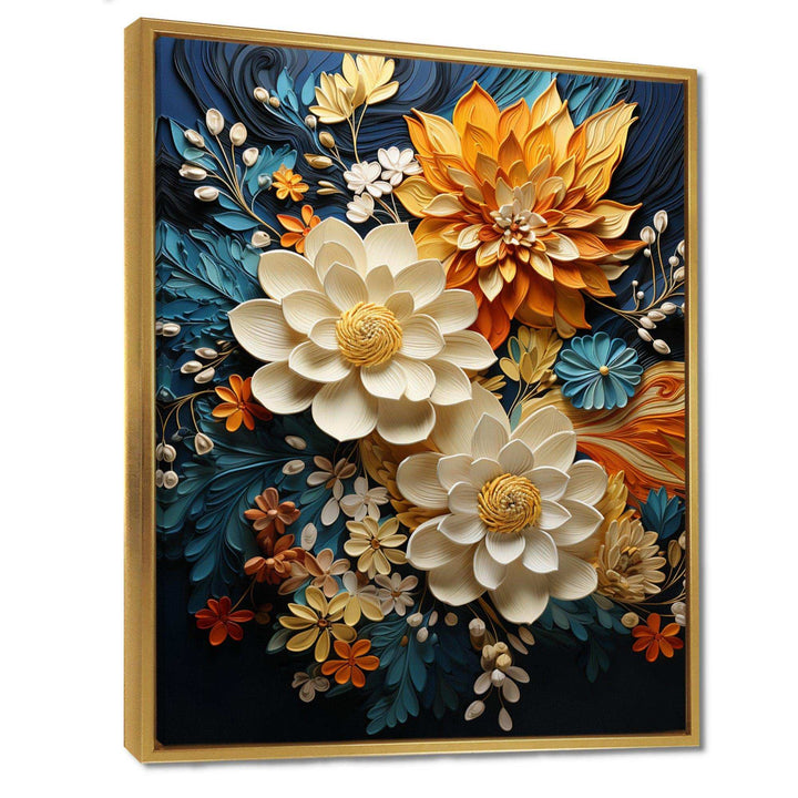 Orange Teal Botanical Whirlwind II - Abstract Canvas Wall Art