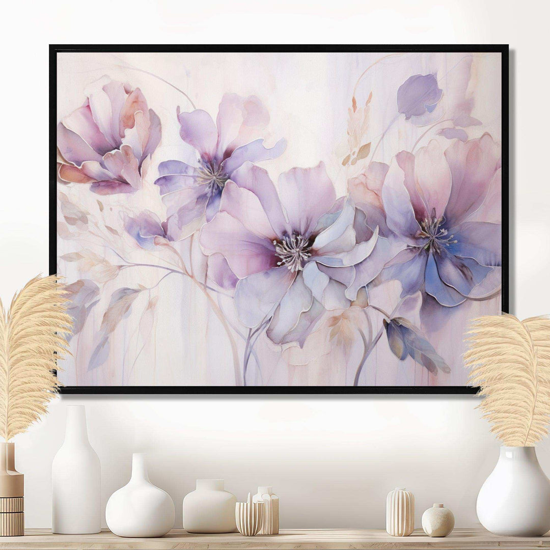 Purple Botanical Whispers I - Abstract Canvas Wall Art