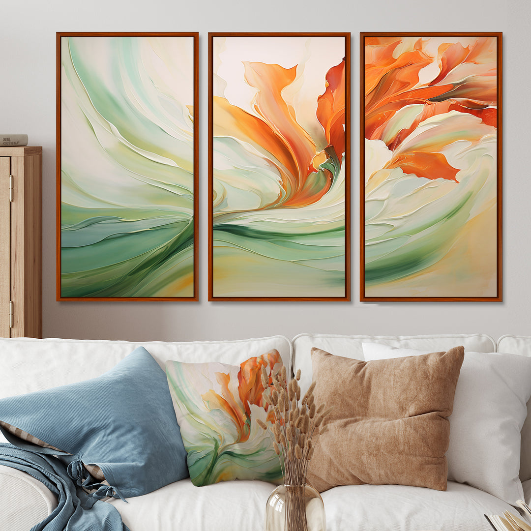 Green Flowing Petals - Multi-Panels
