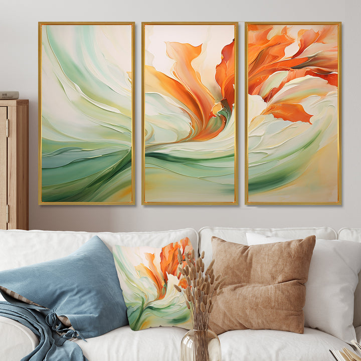 Green Flowing Petals - Multi-Panels