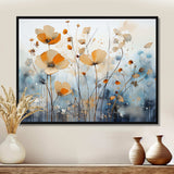 Orange Blue Muted Botanicals II - Abstract Canvas Wall Art