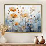 Orange Blue Muted Botanicals II - Abstract Canvas Wall Art