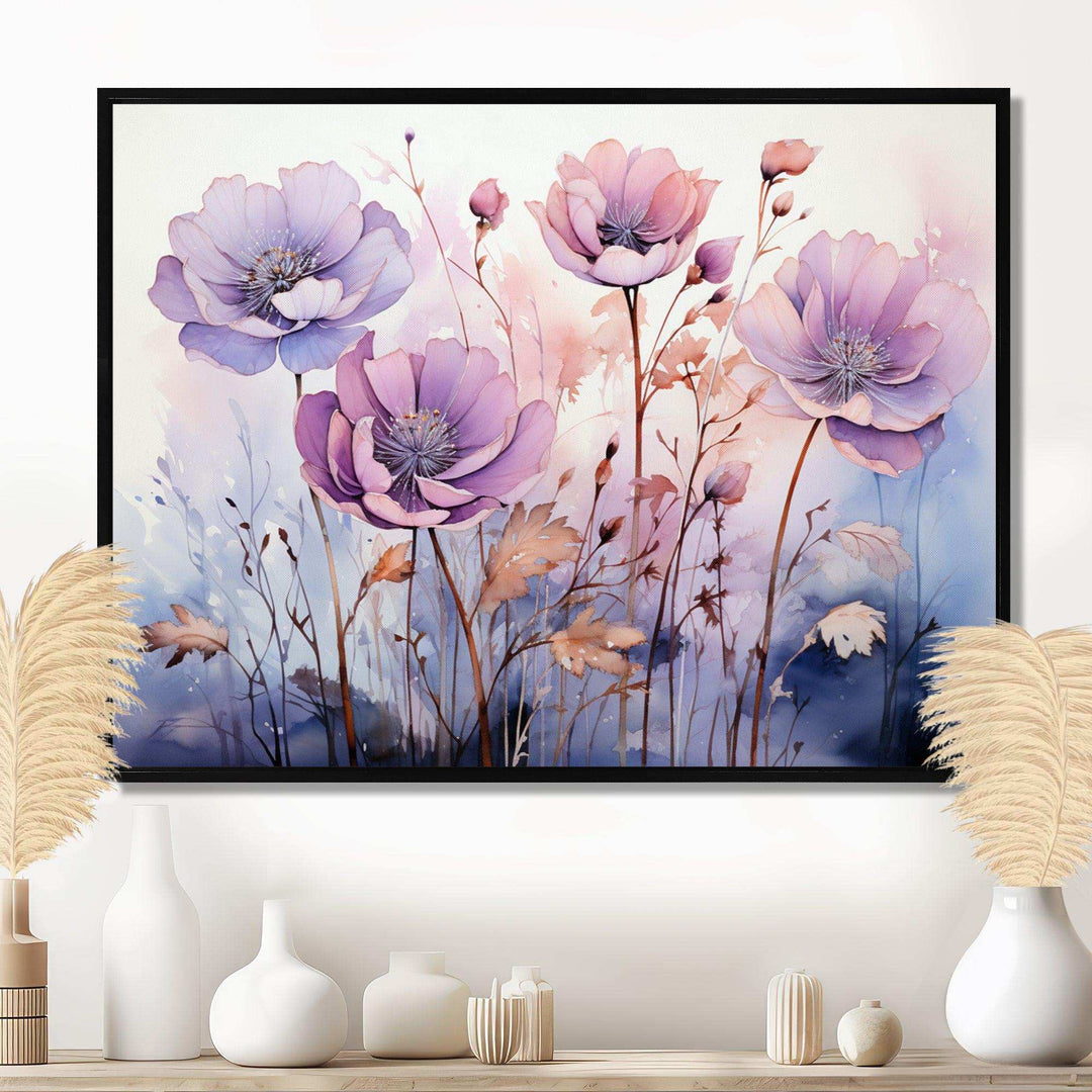 Purple Mystical Blooms II - Abstract Canvas Wall Art