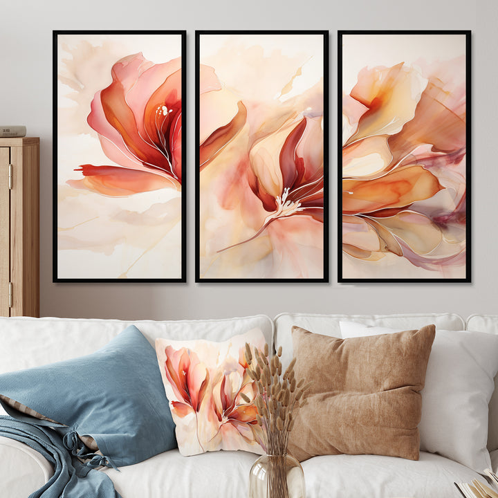 Peach Petal Dance - Split Panel Canvas Art