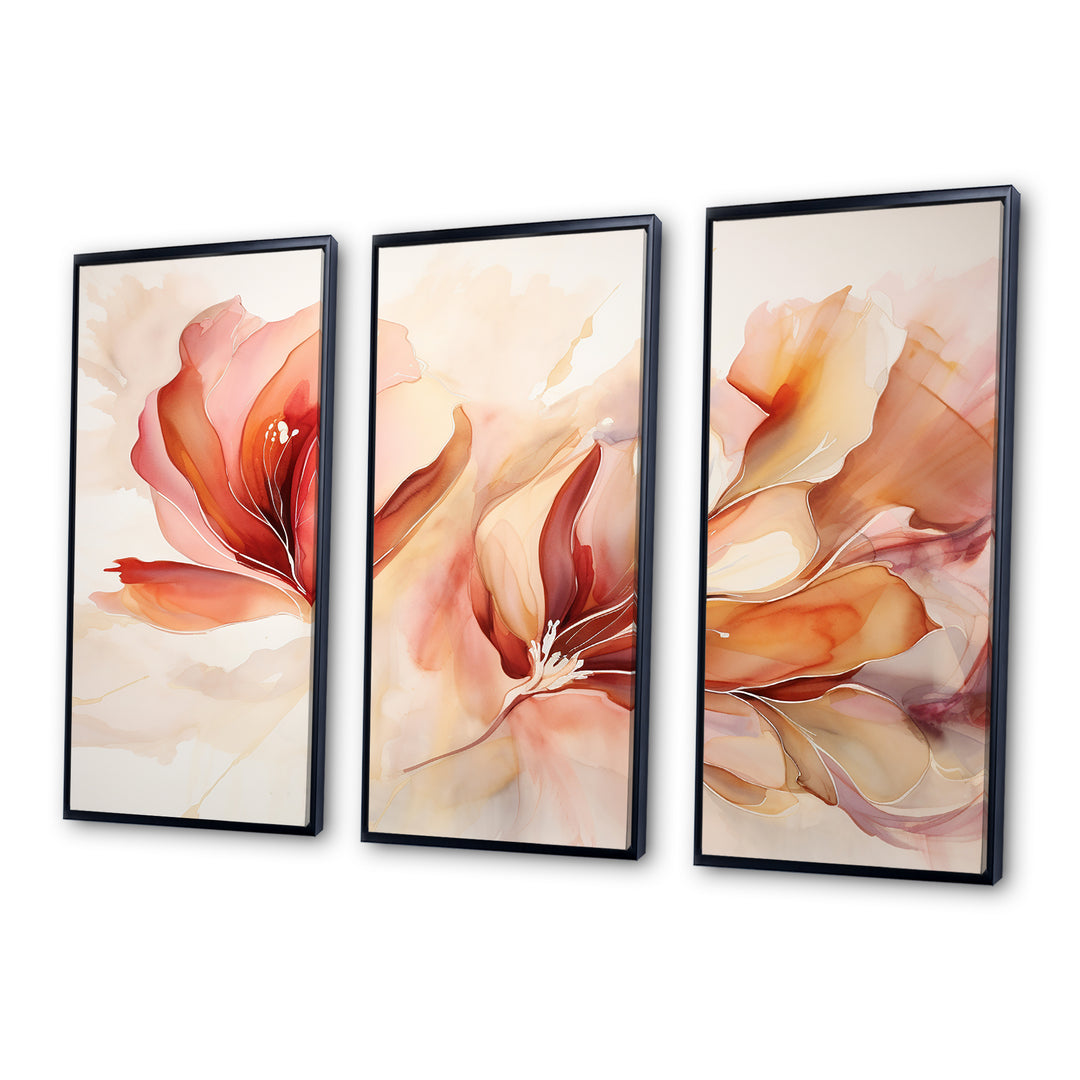 Peach Petal Dance - Split Panel Canvas Art