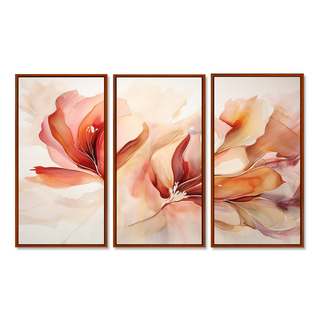 Peach Petal Dance - Split Panel Canvas Art