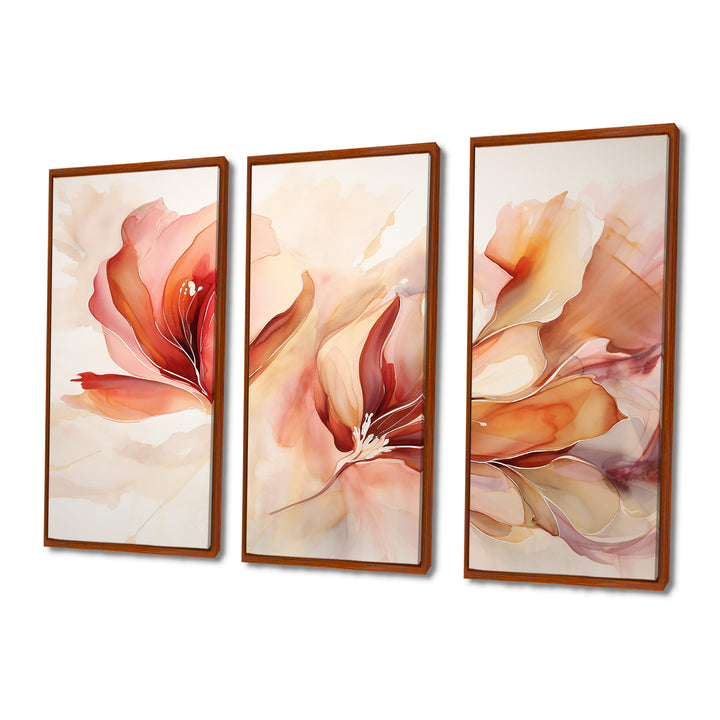 Peach Petal Dance - Split Panel Canvas Art