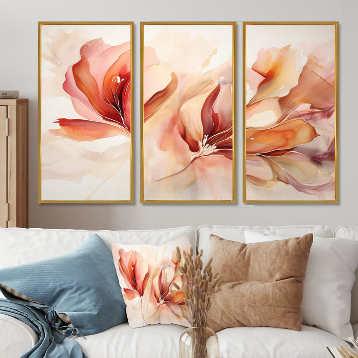 Peach Petal Dance - Split Panel Canvas Art