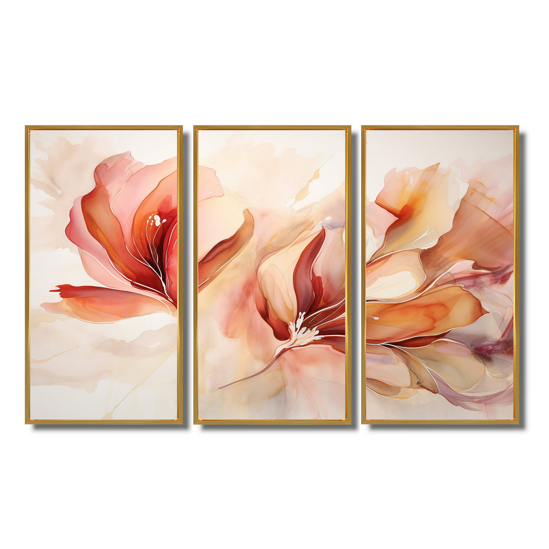 Peach Petal Dance - Split Panel Canvas Art
