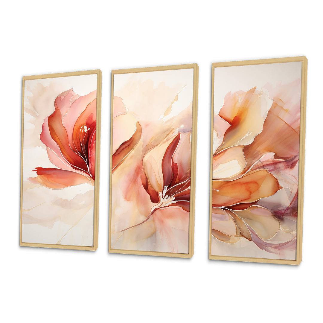 Peach Petal Dance - Split Panel Canvas Art