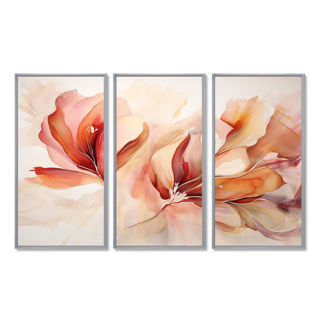 Peach Petal Dance - Split Panel Canvas Art