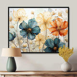 Teal Orange Petal Mosaics I - Abstract Canvas Wall Art