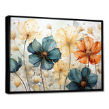 Teal Orange Petal Mosaics I - Abstract Canvas Wall Art