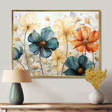 Teal Orange Petal Mosaics I - Abstract Canvas Wall Art