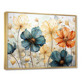 Teal Orange Petal Mosaics I - Abstract Canvas Wall Art