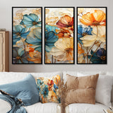 Teal Orange Petal Mosaics II - Multi-Panels