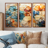 Teal Orange Petal Mosaics II - Multi-Panels