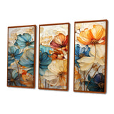Teal Orange Petal Mosaics II - Multi-Panels