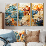 Teal Orange Petal Mosaics II - Multi-Panels