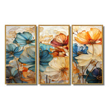 Teal Orange Petal Mosaics II - Multi-Panels