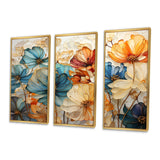 Teal Orange Petal Mosaics II - Multi-Panels