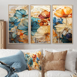 Teal Orange Petal Mosaics II - Multi-Panels