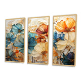 Teal Orange Petal Mosaics II - Multi-Panels