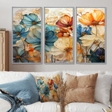 Teal Orange Petal Mosaics II - Multi-Panels