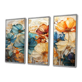 Teal Orange Petal Mosaics II - Multi-Panels
