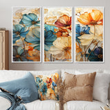 Teal Orange Petal Mosaics II - Multi-Panels