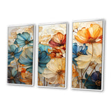Teal Orange Petal Mosaics II - Multi-Panels
