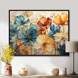 Teal Orange Petal Mosaics II - Abstract Canvas Wall Art