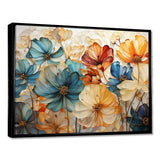 Teal Orange Petal Mosaics II - Abstract Canvas Wall Art